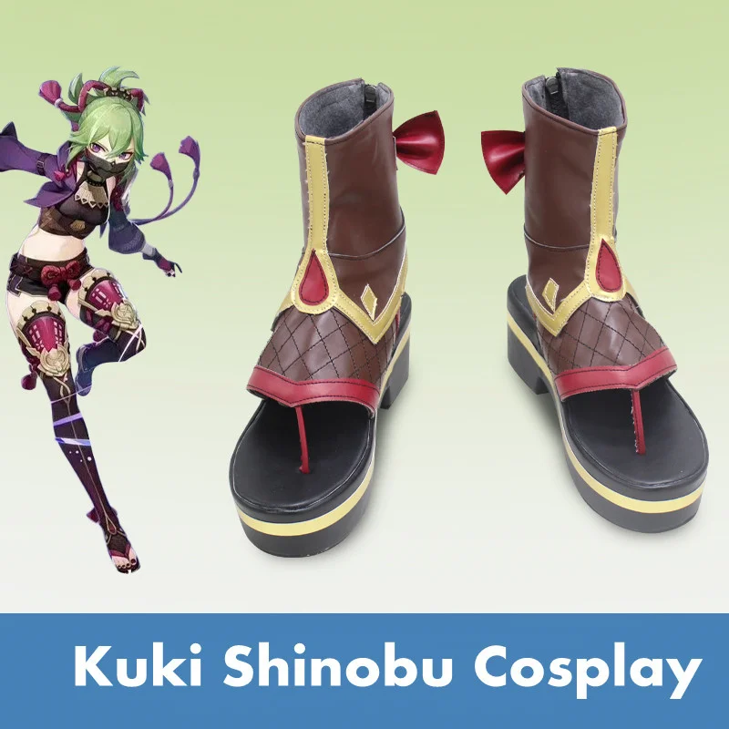 

Game Genshin Impact Kuki Shinobu Cosplay Shoes Kuki Shinobu Brown Shoes Japanese Boot Women Cosplay Shoes Halloween