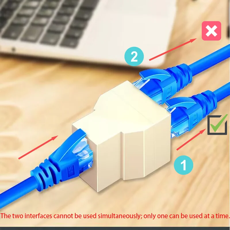 RJ45 네트워크 케이블 분배기 1:2 커넥터 네트워크 3방향 헤드 데이터 분배기(이더넷 케이블 연결용)