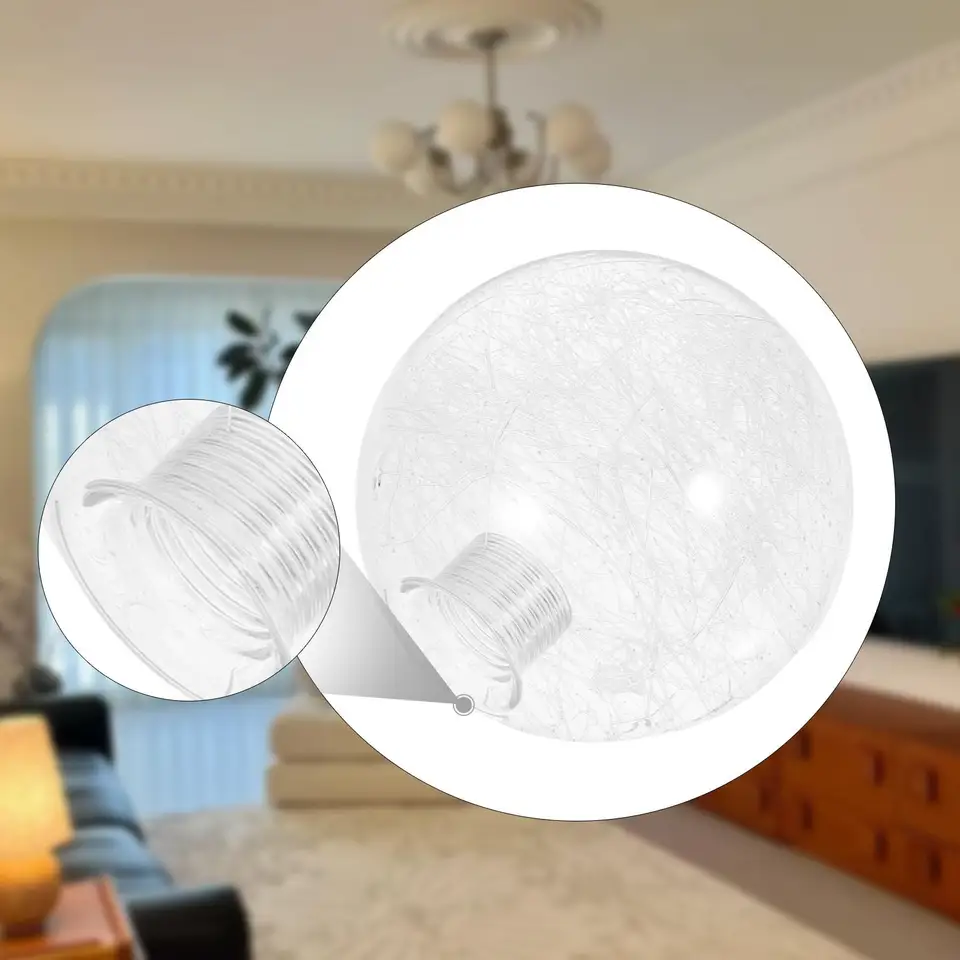 Glazen lampenkap, vervangend glas, bol, 12 cm, wit, G9-schroefdraad-fitting gatgrootte 20 mm