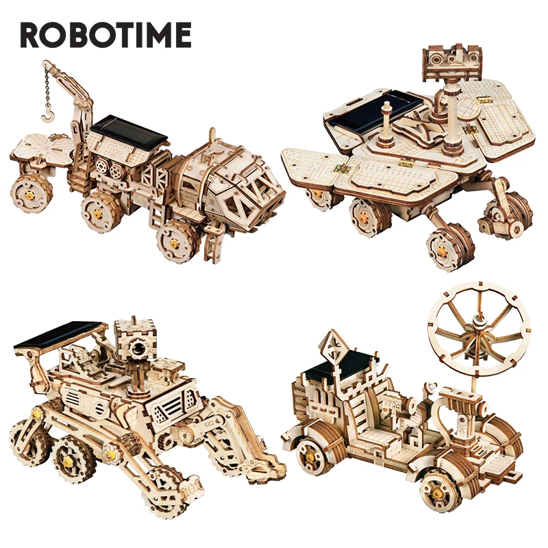 ROKR 3D Wooden Puzzle Model Building Kits DIY Solar Toy Gift for Children Boys 