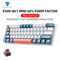 K500-B61 Machenike Mini Mechanical Keybaord 60% Form Factor 61Keys Gaming Keybaord Wired Full Key Hot-Swappable RGB Backlit 1