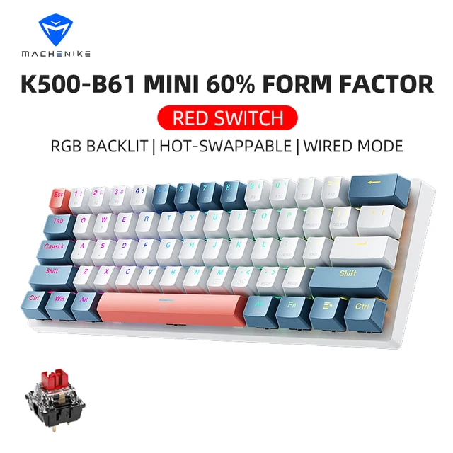 K500-B61 Machenike Mini Mechanical Keybaord 60% Form Factor 61Keys Gaming Keybaord Wired Full Key Hot-Swappable RGB Backlit 1