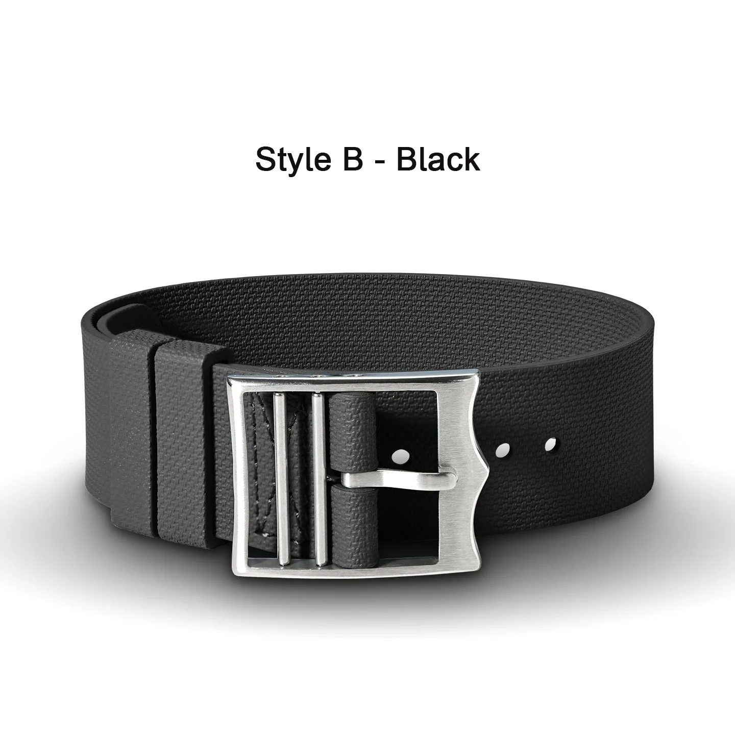 Durable Fluoro Rubber Sport Watch Band - Premium Military-Style One Piece Strap