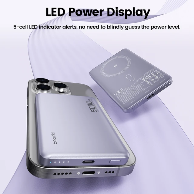 Toocki Magenetic PowerBank 5000mAh 15W Wireless Charging for Magsafe