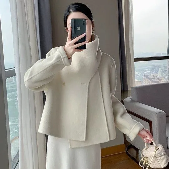 

2024 Spring Women's New 95 Fine Count Woolen Woolen Coat High end Celebrity Style Woolen Coat