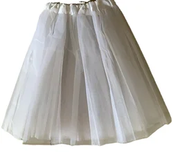 Children's Princess Tulle Ballet Dancewear Tutu Skirt - 3-Layer Elastic Mini Skirt for Birthday Parties & Dance (WHITE)