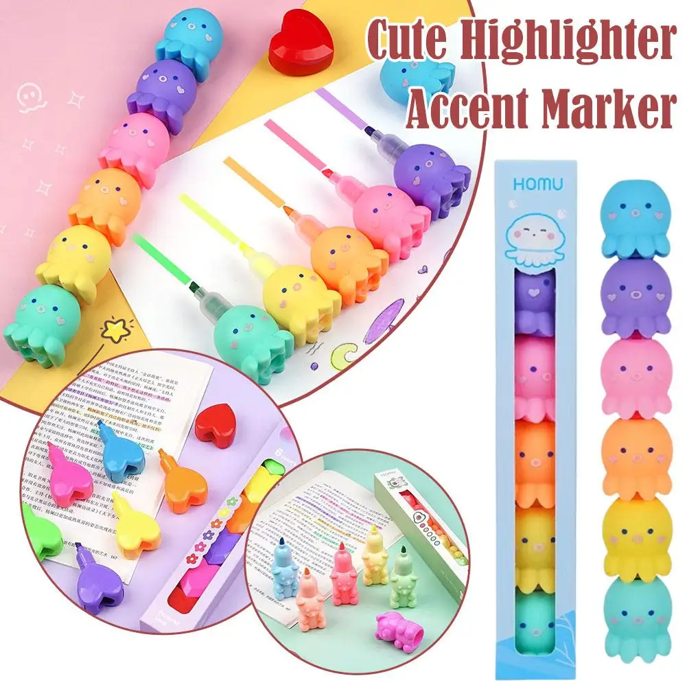 Cute Highlighter Accent Marker Mini Portable Highlighter Markers Graffiti Art Colored Markers Sketching Pens Highlighters C1A4 portable woodworking graffiti multifunctional line measuring tool black engraving pen adjustable scribing contour gauge