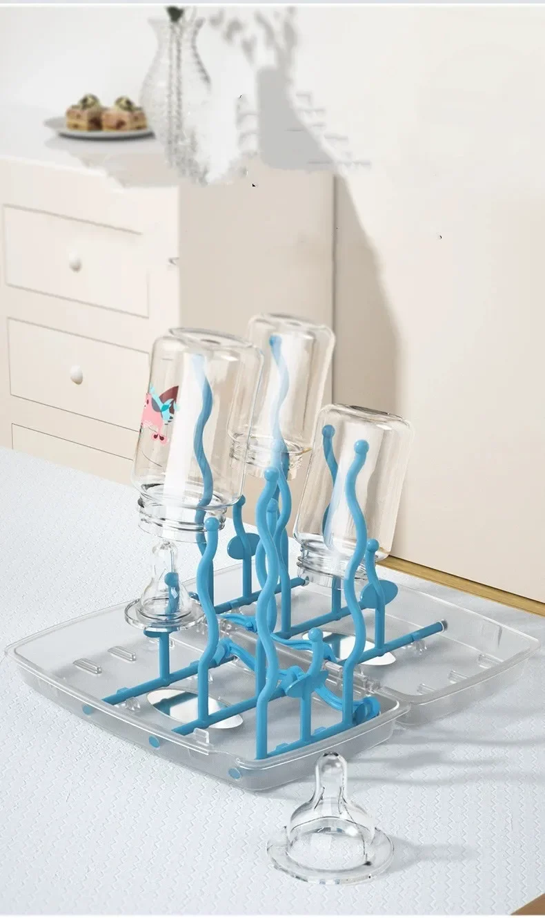 Babies Dustproof bottle rack with lid drying rack multifunctional folding draining teat strainer storage box set