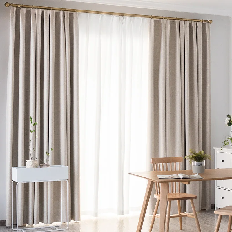 

New Full Shading Heat Insulation Shade Nordic Simple Cotton and Linen Multi-color Curtains for Living Dining Room Bedroom