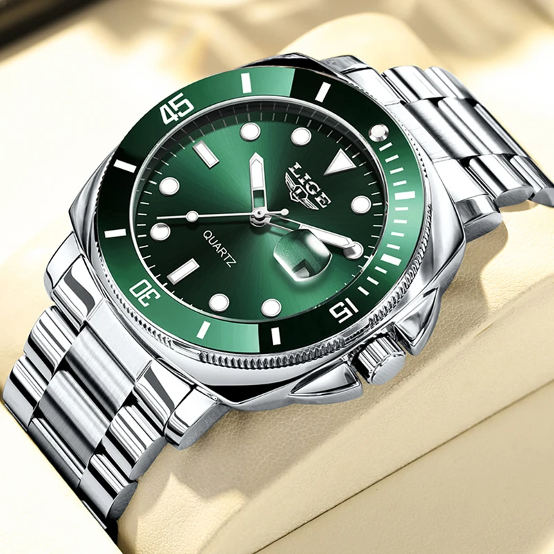 LIGE Mens Watches Top Brand Luxury Diver Watch Men Fashion Business Military Sports Waterproof Quartz Wristwatch Montre Homme