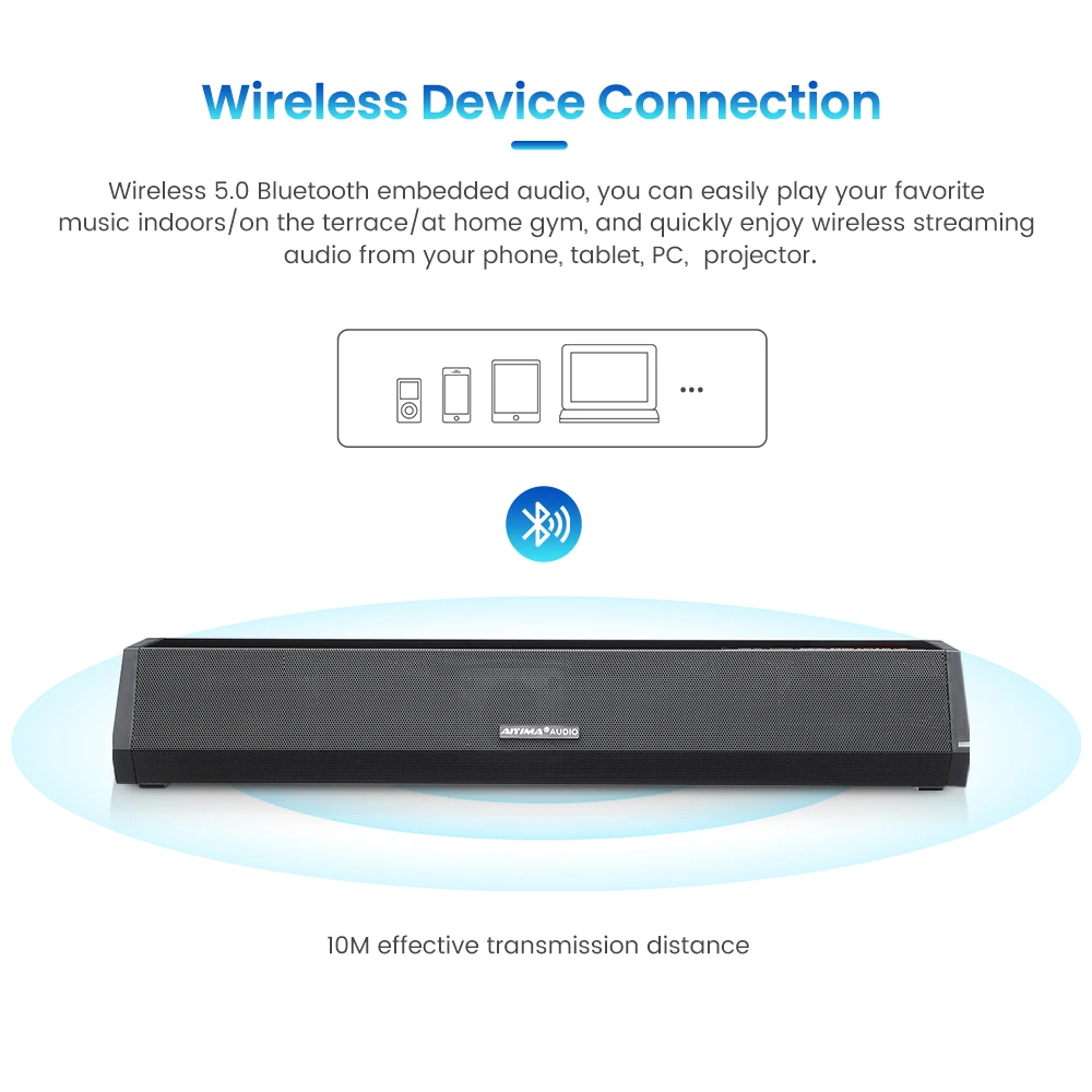 AIYIMA Portable Full Range Audio Speaker Bluetooth Speaker Wireless Soundbar TV Detachable Hifi Stereo Home Theater Soundbar