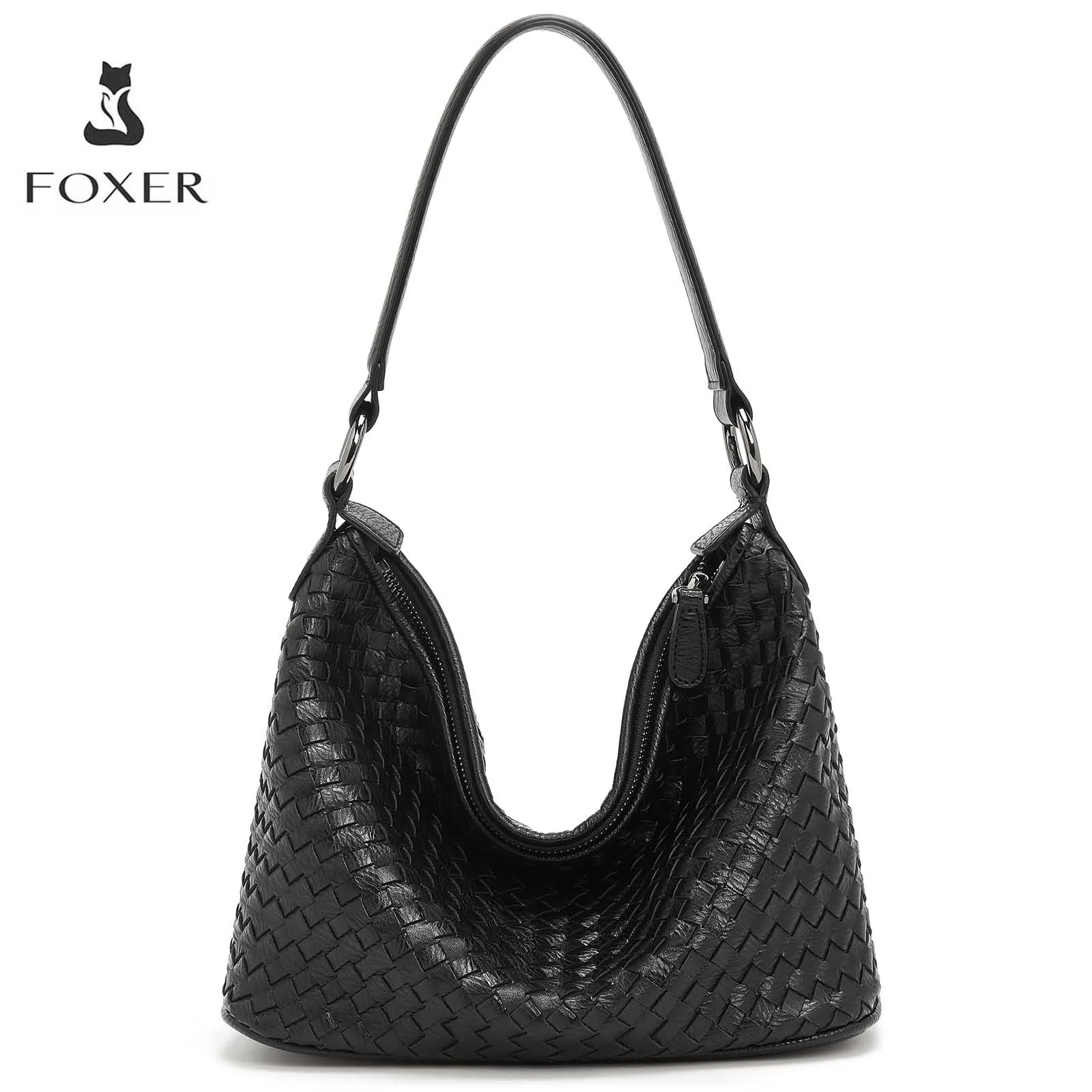 

FOXER Women Fashion Weave PU Leather Shoulder Handbag Classic Bag for Lady