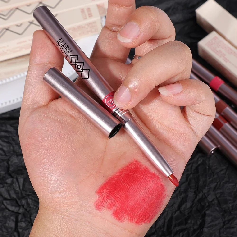 Nude Lipliner Lipstick Pencil Waterproof Matte Sexy Red Pink Contour Tint Lipstick Lasting Non-stick Cup Lips Makeup Cosmetics 6
