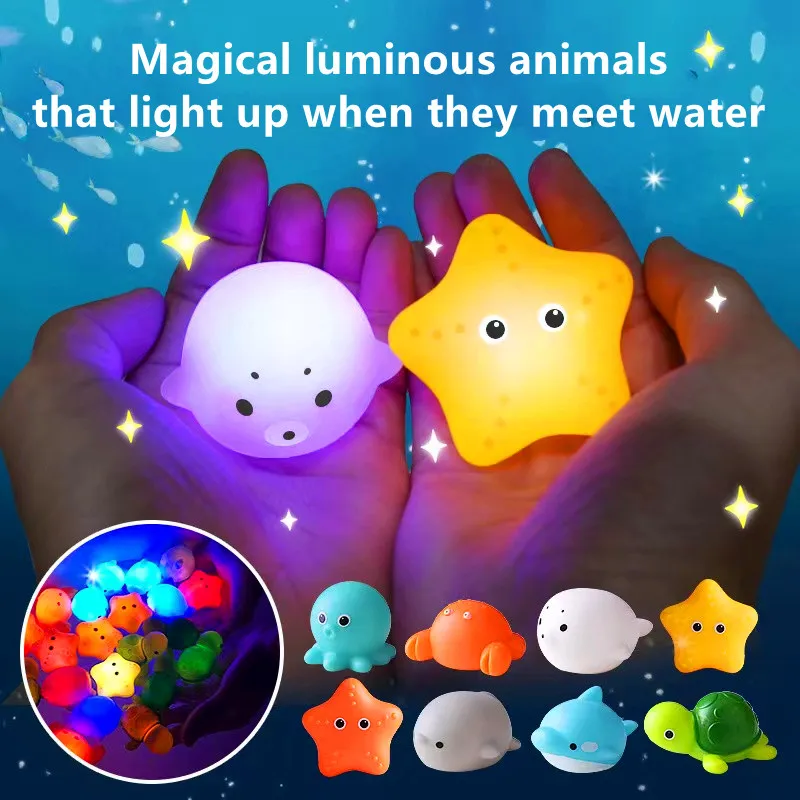 

Baby Bath Toys Bathtub Colorful LED Lighting Toys Waterproof Bath Toys for Toddler Infant Boys Girls 0~3years Gift