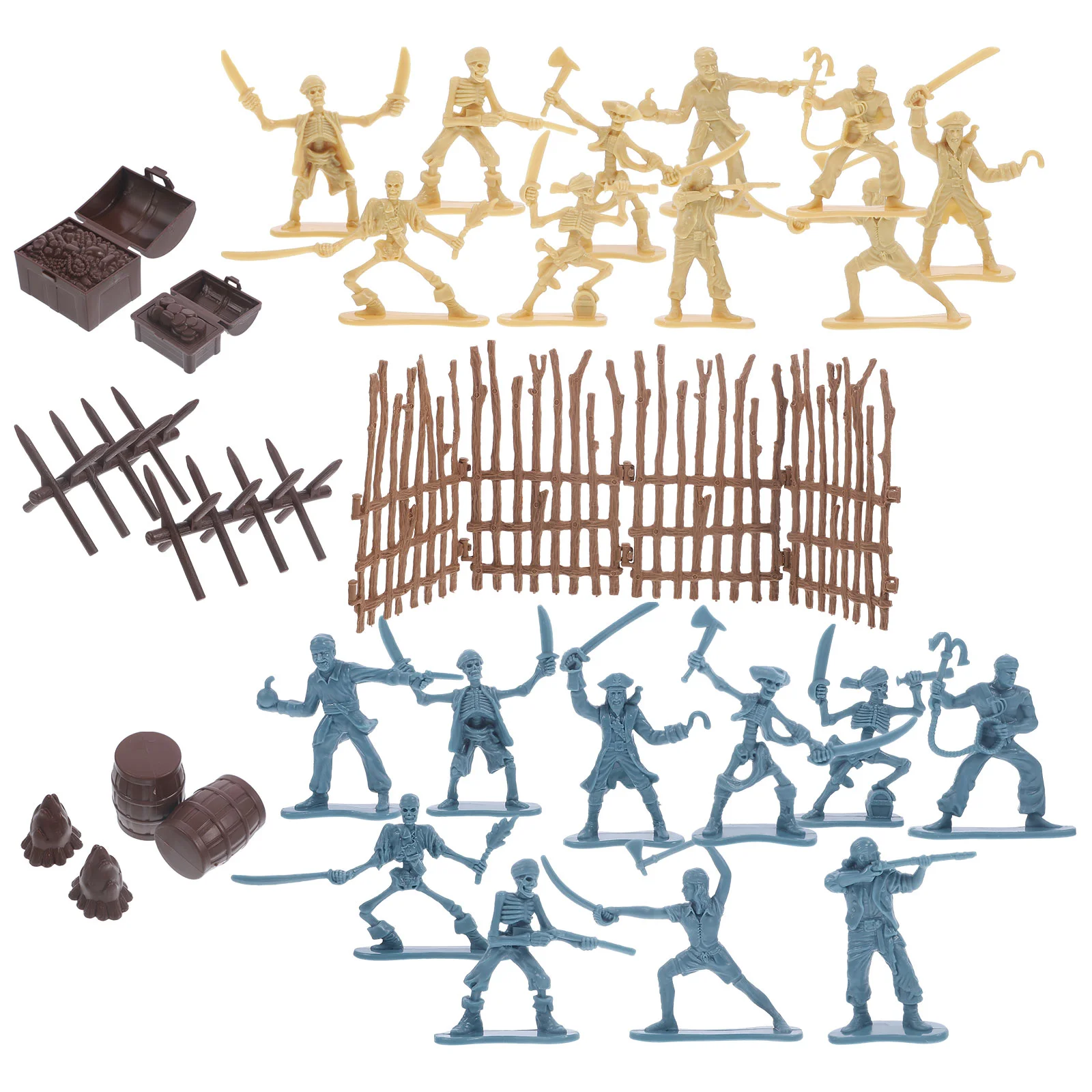 

Pirate Toy Set Pirate Skeleton Warriors Figures Buckets Fences Bonfires Treasure Chest Kid Children Play Pretend Toy Accessories
