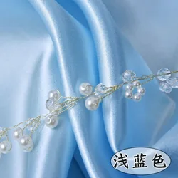 Luxurious Silky Satin Fabric for Elegant Creations, Smooth and Shiny Material for Wedding Attire, Fashion Design, and Creative Projects (Sky blue)