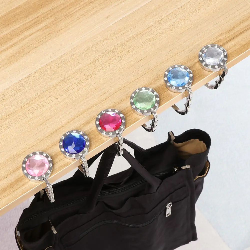 Portable Metal Foldable Bag Purse Hook Handbag Hanger Diamond