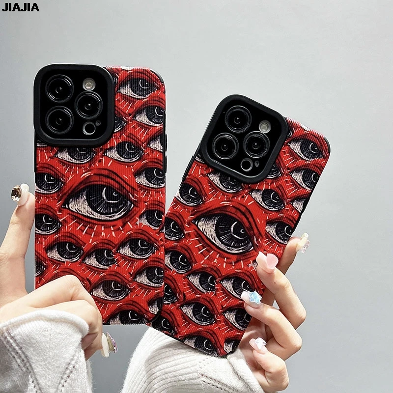 Custodia Fashion Red Eye Per Iphone 15 14 12 13 11 Pro Max 7 8 Plus X Xs Xr Cover Completa Antiurto In Silicone Morbido