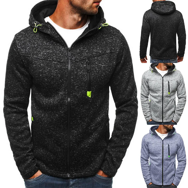 Spring Autumn Long Sleeve Jacket Brand New Solid Clothing Hooded Coat Straight Loose Male Streetwear Tops sweater cardigan men autumn winter fleece thick warm loose zip up coat hombre brown navy blue jumper male y2k jackets blazers