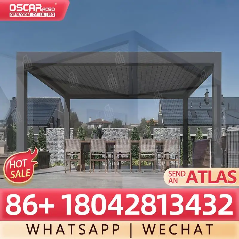 Outdoor Motorized Aluminium Pergola with Automatic Opening Screen Bioclimatic Modern Design for Patio Backyard Garden pergola