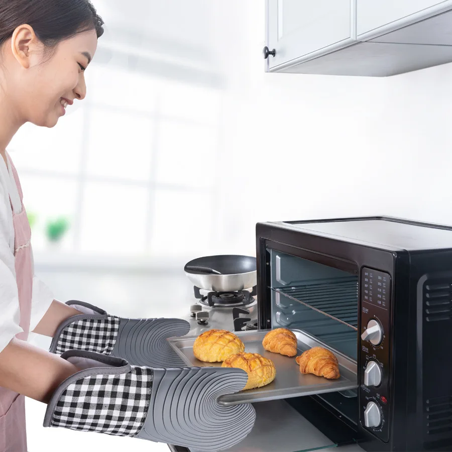 Oven Mitts and Pot Holders Set Advanced Heat Resistance Non-Slip Textured Grip for Kitchen Baking BBQ silicone oven mitts cotton pot holders kitchen gloves silicone oven gloves