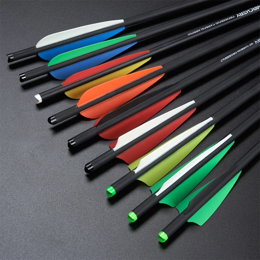 

12pcs 20" inch Crossbow Mixed Carbon Arrow 8.8mm 125grain Removable Tips Suitable for Crossbow Under 250lbs Sport Shooting Arrow