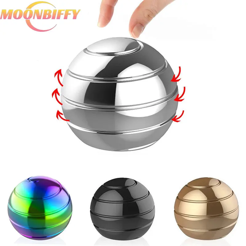 

Adult Desktop Stress Relief Metal Toy Aluminum Alloy Decompression Hypnosis Rotary Gyro Fingertip Toy Kinetic Round Spinner Toy