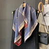 90×90CM New Retro Double-sided Printed Scarf Neck Scarf High-end Fashion Age-Reducing Silk Scarf Fashionable Scarf With Shawl 4