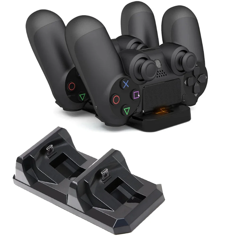 PS4 컨트롤러 용 USB 듀얼 충전기 독 게임 충전 스탠드 홀더 Sony PlayStation 4 무선 게임 패드 Controle Charger