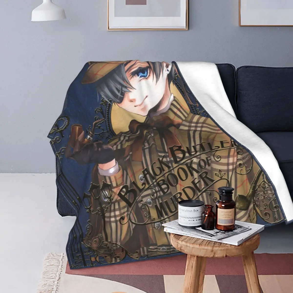 Black Butler Japanese Anime Blankets Flannel Decoration Breathable Super Warm Throw Blankets For