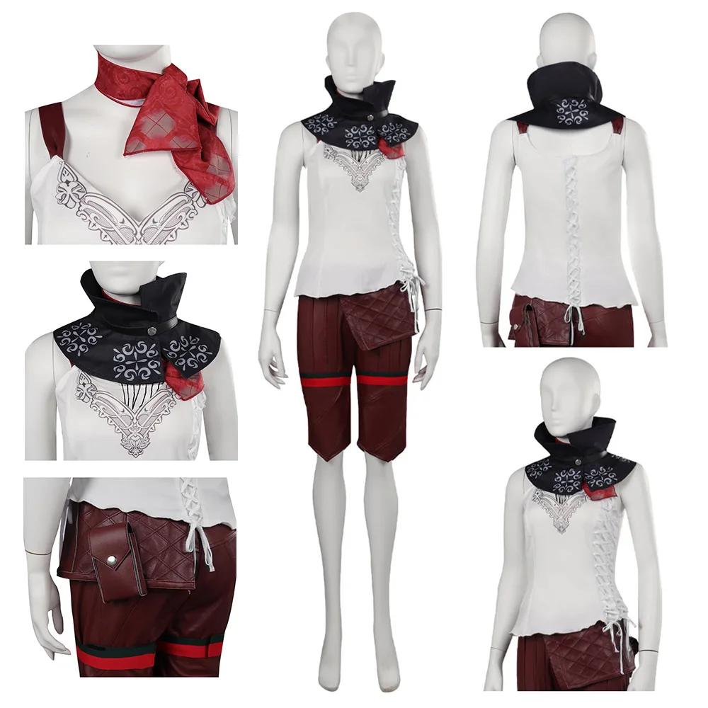 

Костюм для косплея средней длины для женщин и девочек, маскировка топа, шорты, шарф, форма, фантазия, костюм на Хэллоуин для ролевых игр