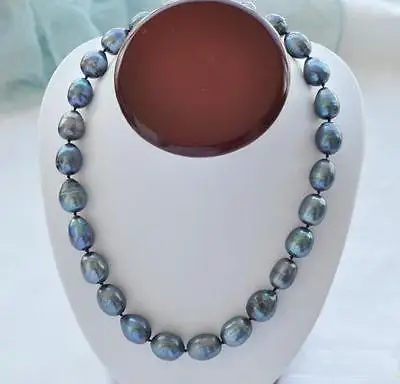 18INCH AAA 10-11MM NATURAL SOUTH SEA BAROQUE GRAY PEARL NECKLACE 14K Clasp