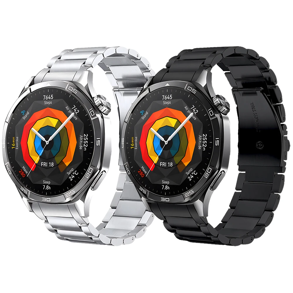 Premium Stainless Steel No Gaps Link Bracelet for Smartwatch 46mm - Elegant Metal Strap Watchband Accessory