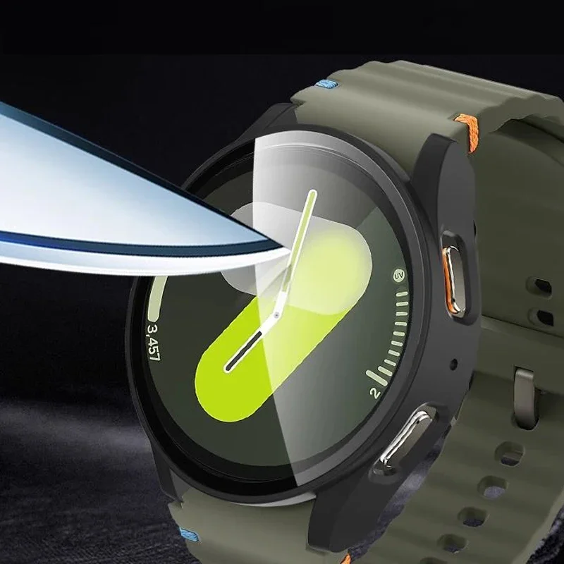 Tempered Glass+Case For Samsung Galaxy Watch 7/6/5/4 cover 44mm 40mm Full PC bumper screen protector Galaxy watch FE Accessories apple watch screen protector,watch screen protector case,apple watch screen protector case,watch case,watch protective case,watch cover,watch protective cover,glass cover