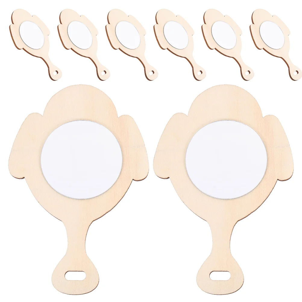 8PCS 돌고래 모양 나무 거울 DIY 공예 키트 어린이 휴대용 미니 거울 Paintable 장난감 거울 크리 에이 티브 프로젝트