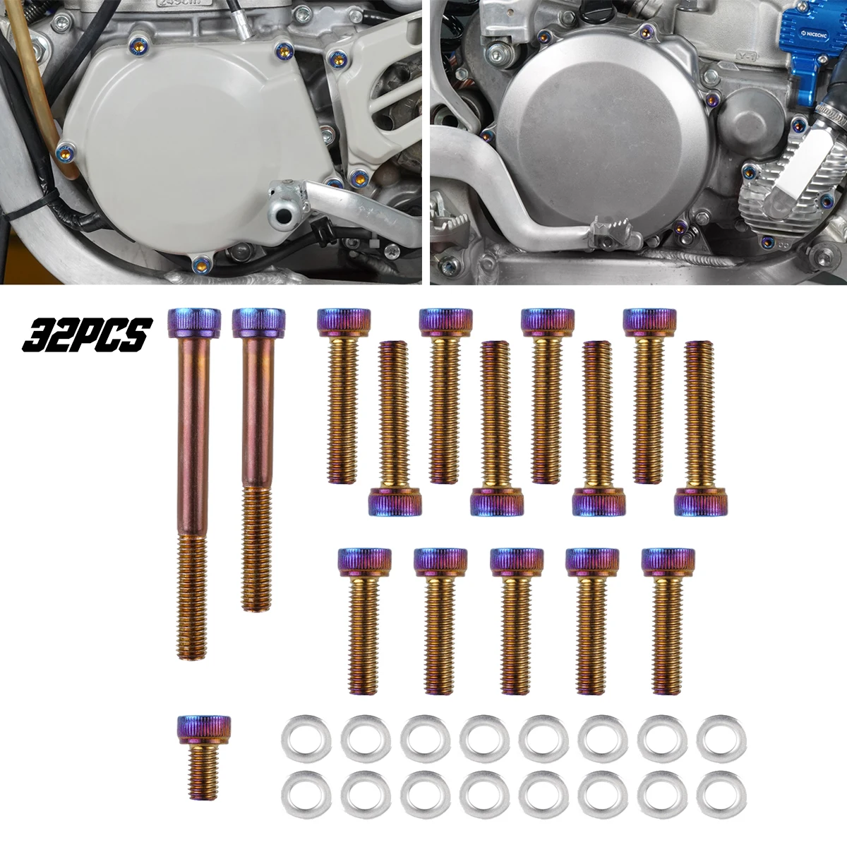 NiceCNCMotorcycleStainlessSteelClutchSideCrankcaseBoltsScrews