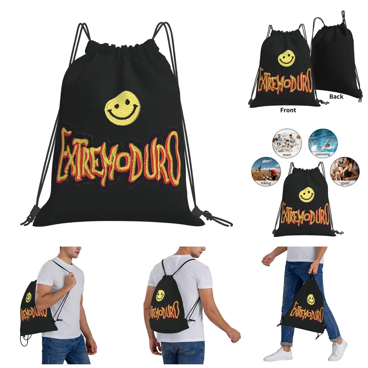 

Extremoduro (2) Drawstring Bags Gym Bag Classic Backpack Humor Graphic Drawstring Backpack