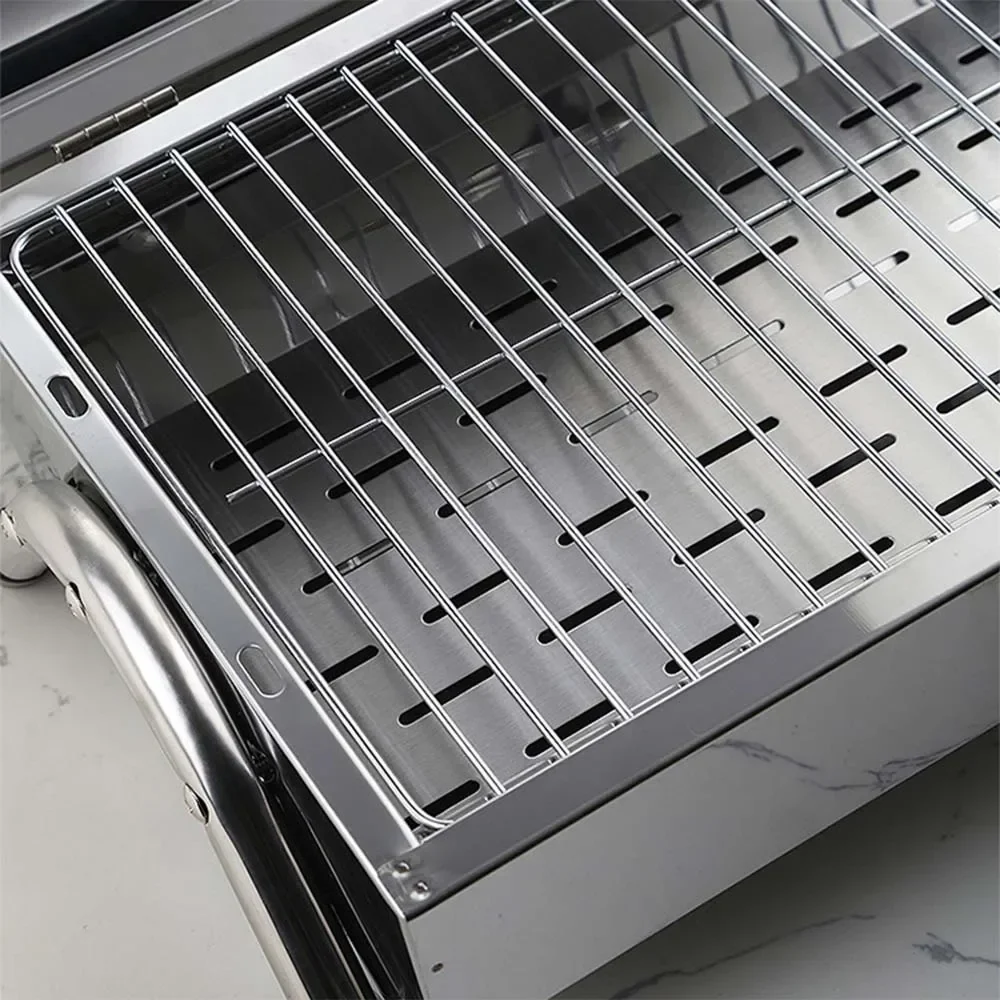 Stainless Steel Charcoal Grill Portable Barbecue Grill Viande Electrique Folding Double Sided Cylindrical Portable Grill BBQ 3