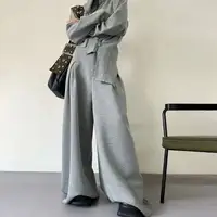 BJTZ Casual Irregular Sportswear Women's Trendy Stand Collar Zipper Design Hooded High Waist Wide Leg Pants (Sold separately) - Image 6