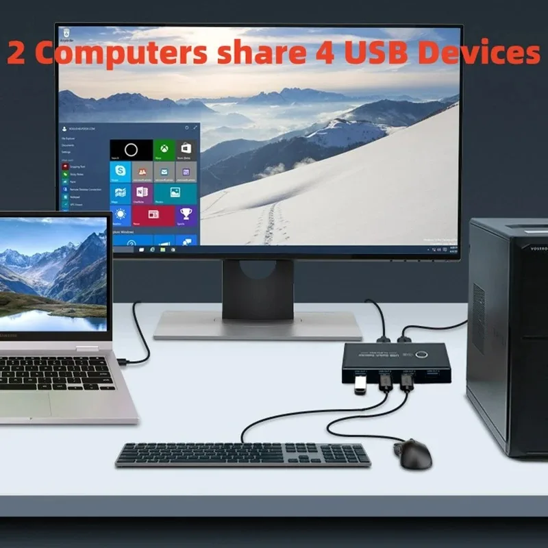 USB Sharing Switch for Multiple Devices - 4-Port USB Selector for Easy Device Management