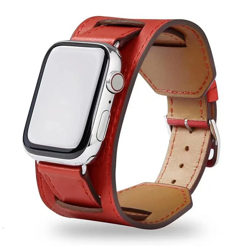 

Ремешок кожаный для apple watch band 45 мм 41 мм 44 мм 40 мм 49 мм, браслет из корреи для часов iwatch series 4 3 5 se 6 7 8 ultra