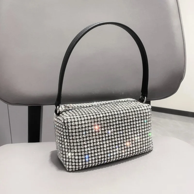 

Handle Rhinestones Evening bag silver Crystal Bling Top Handle Bags for Women Purses and Handbags Luxury Women's bag
