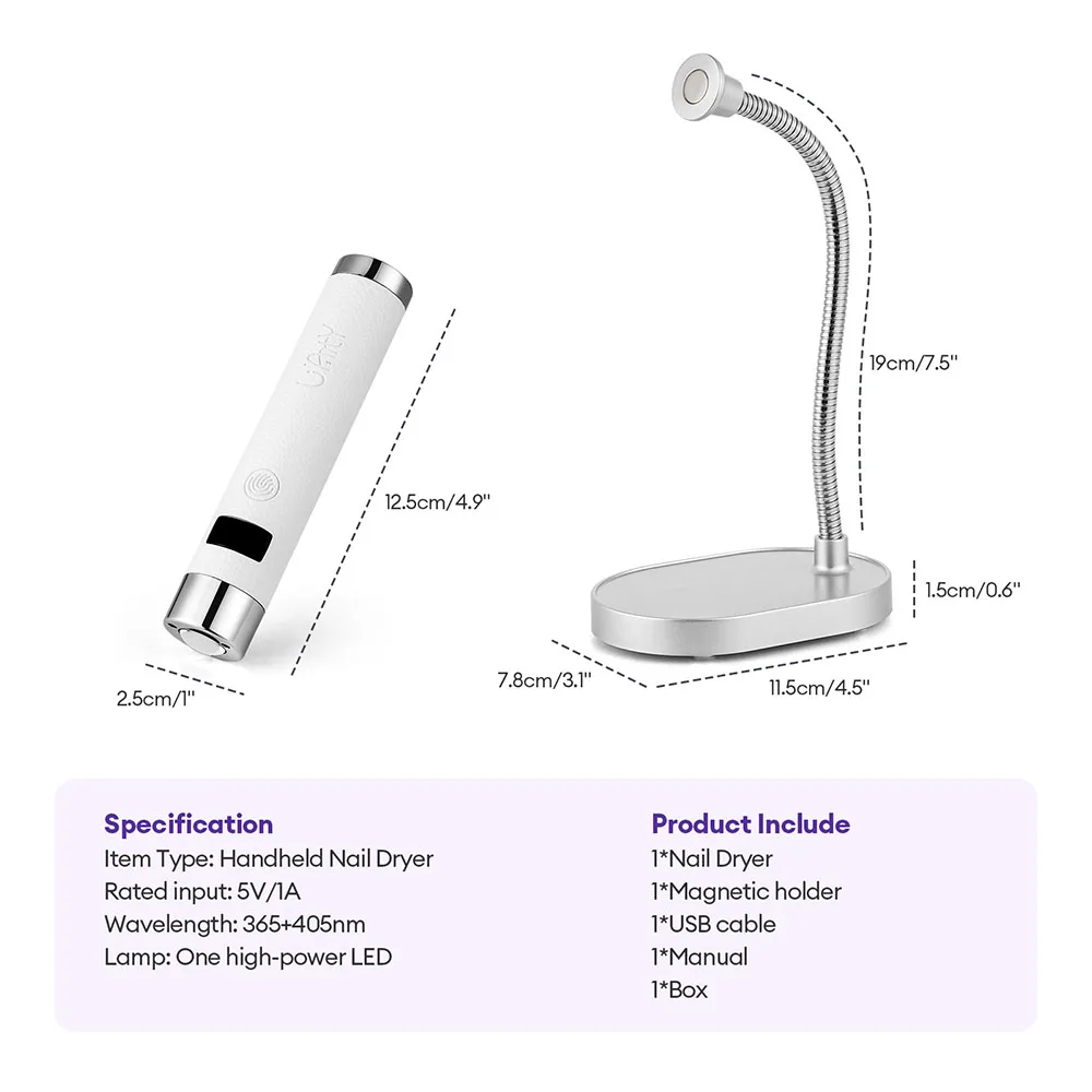 Upgrade 2 in 1 UV Nail Lamp Rechargeable Gel Nails Lamp Manicure Salon Tools Round Open Magnetic Base Less likely to fall Off