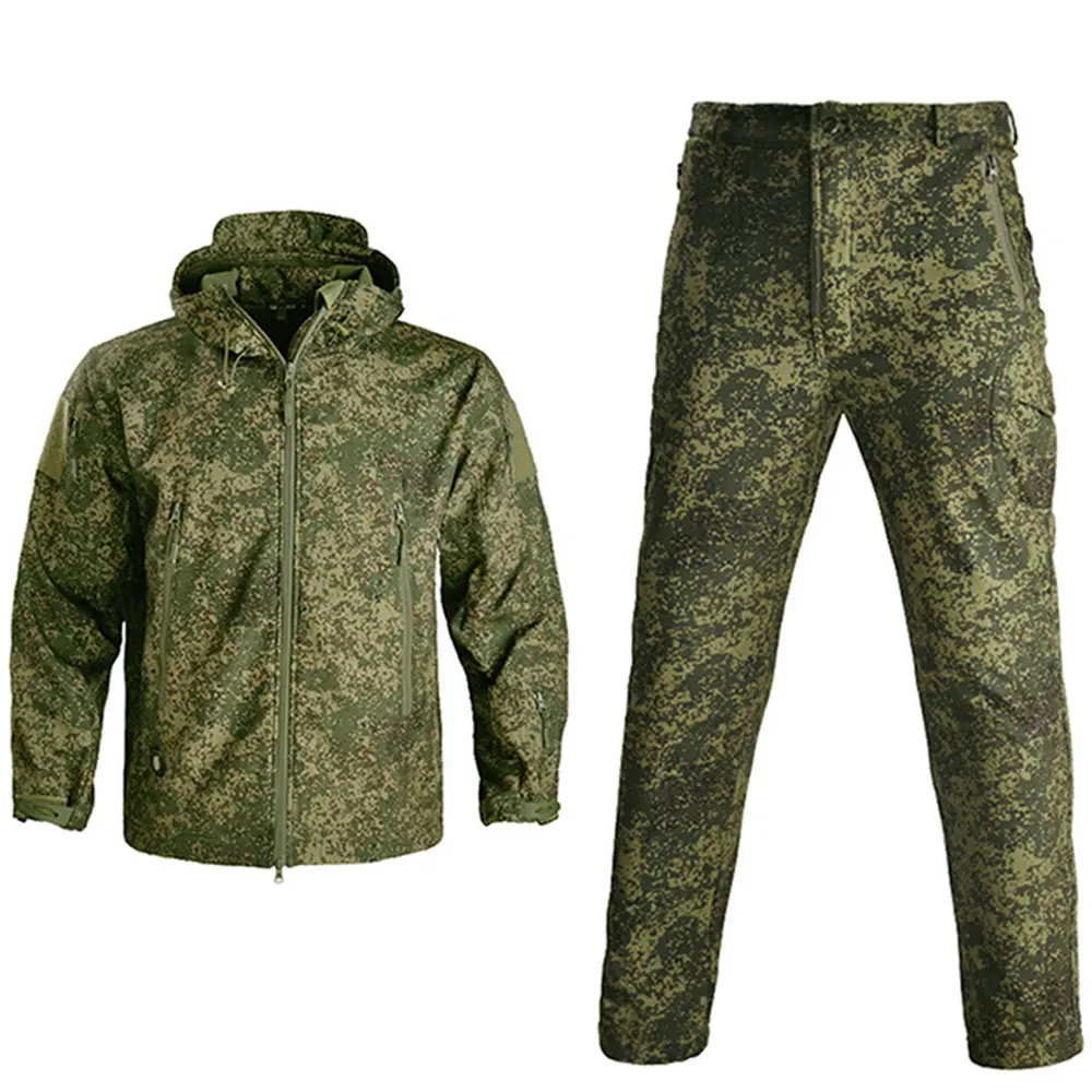 Tactical Jacket Pants Winter Waterproof Hiking Windproof Tactical Hunting Clothes Fishing Wear Fleece Softshell Suit