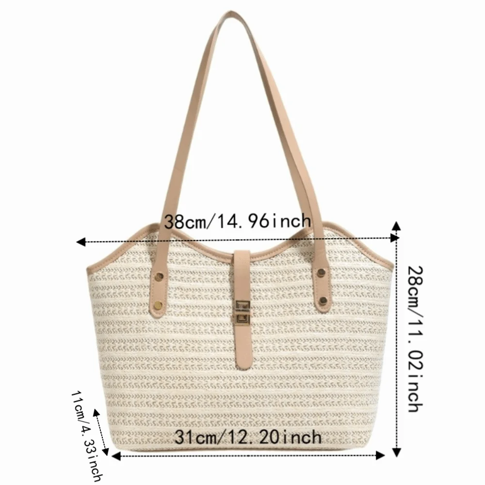 Borsa a Tracolla di Grande Capacità, Design Versatile, Borsa Intrecciata a Mano, Stile Ecologico e alla Moda - immagine 6