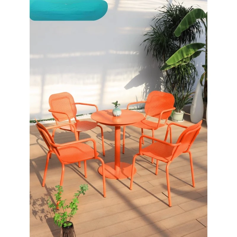 

Outdoor round tables and chairs, aluminum alloy minimalist chairs, courtyard net red fashionable color honeycomb chairs