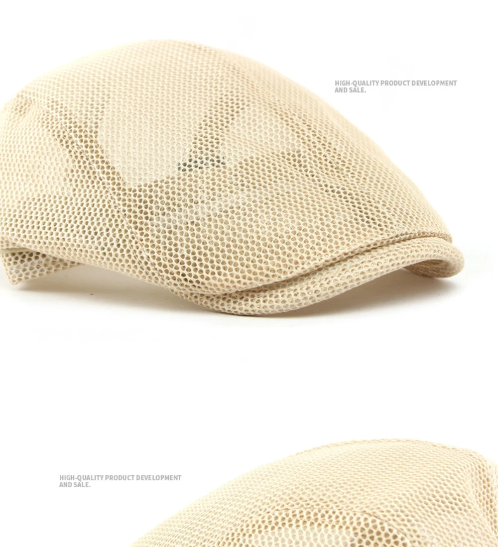 HT4832 Baskenmütze, Frühling, Sommer, Sonnenhut, Kappe für Männer und Frauen, atmungsaktives Mesh, Trucker-Kappe, solide, schlichte Ivy-Flache Kappe, männlich-weibliche Baskenmütze – Detail 4