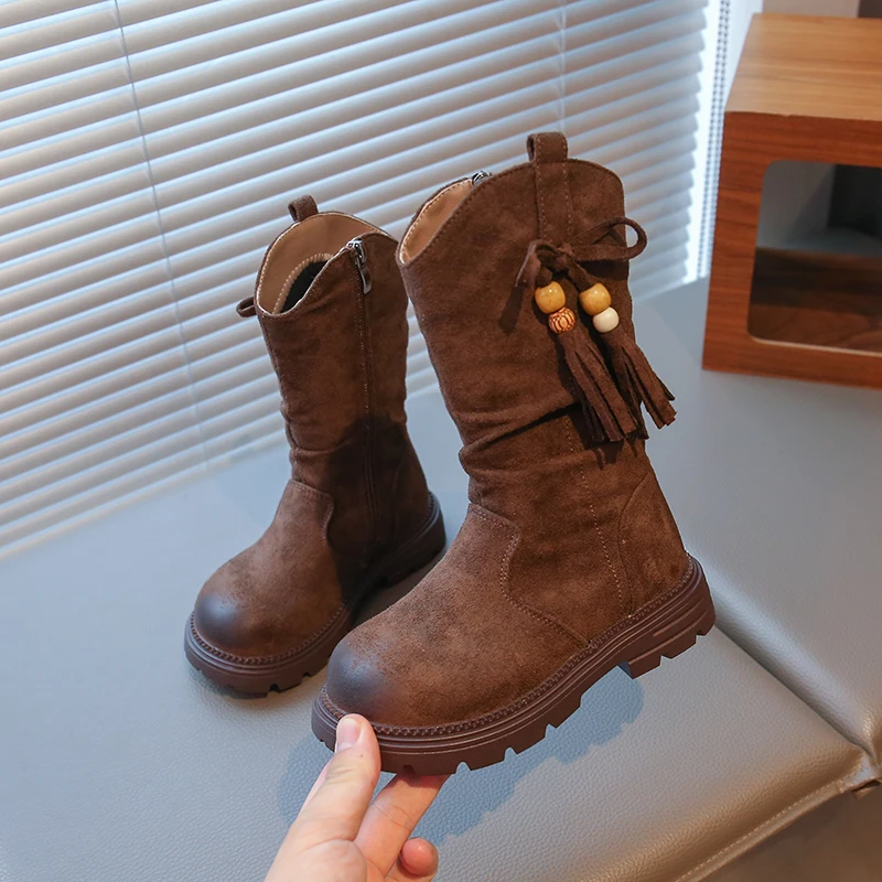 Suede Leather Ankle Boots for Girls Winter