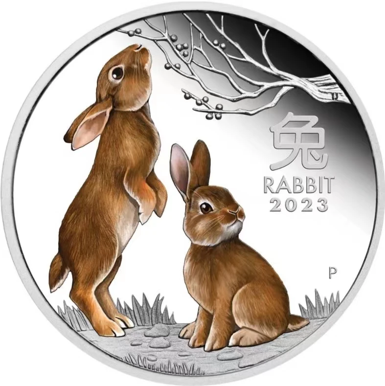 

New 2023 Year of The Rabbit Australia Animal Commemorative Coins Silver Colorful Elizabeth II Souvenirs New Year Gifts