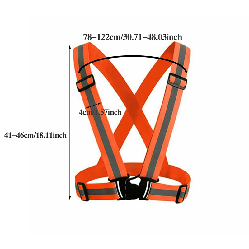 4CM Elastic Belt Reflective Buckle Traffic Safety Harness High Elasticity Breathability Adjustable Night Running Protection